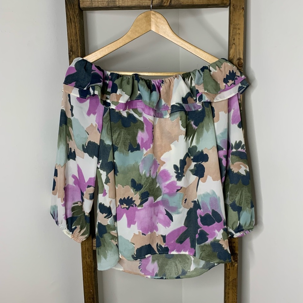 J. Crew Mercantile Floral Off-Shoulder Women's Top Size S